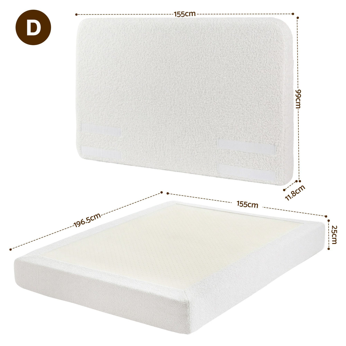 Artiss Double Bed Frame Boucle Fabric Vacuum Compressed Beds Removable Washable Cover