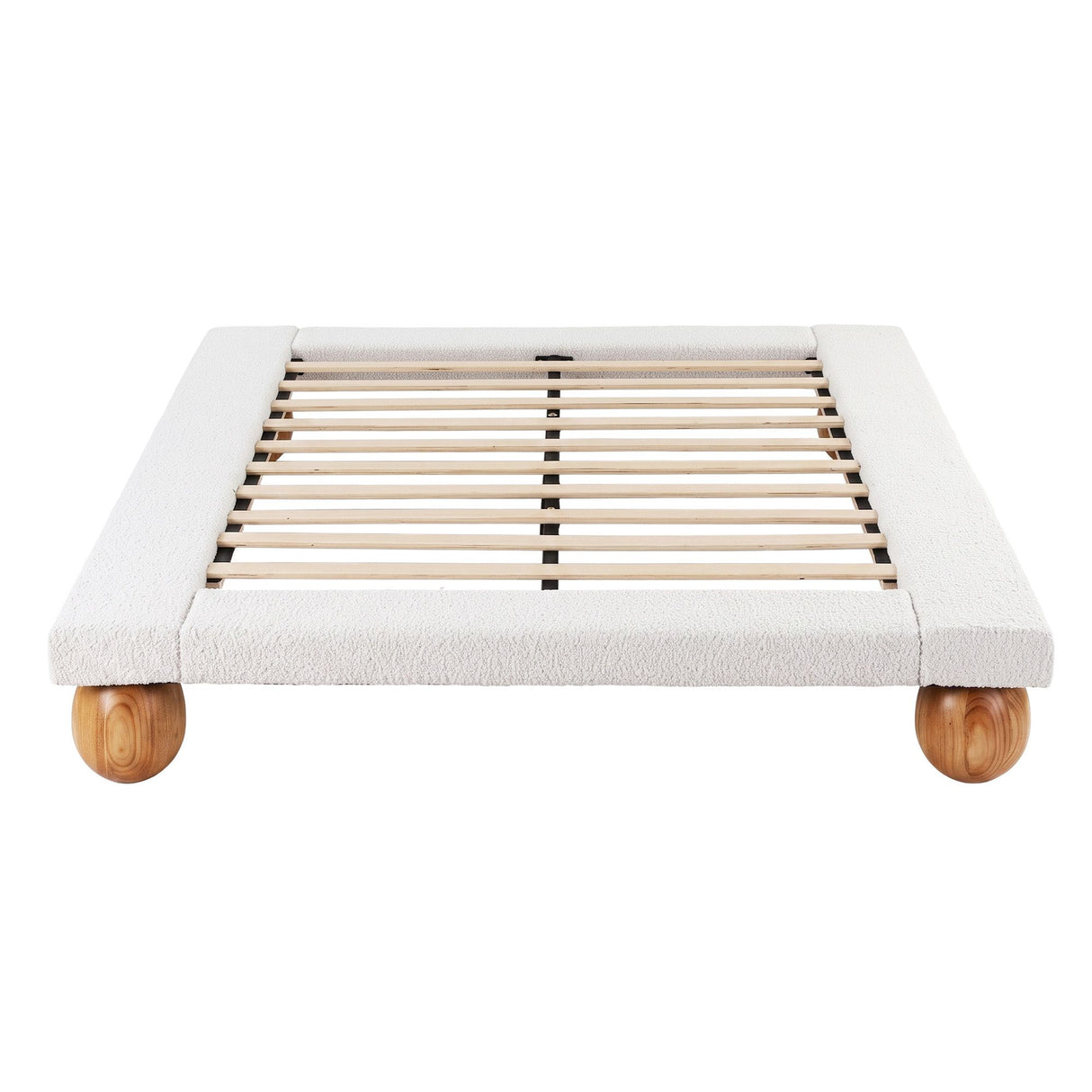 Artiss Queen Bed Frame with Boucle Upholstery and Solid Rubber Wood Legs