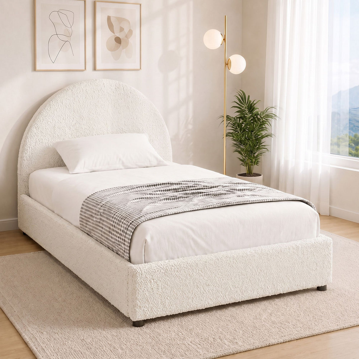 Artiss Bed Frame Gas Lift Strorage Beds Base Platform Boucle Fabric King Single ELLA