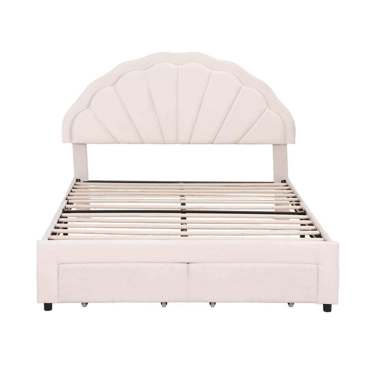 Artiss Double Bed Frame with 2 Storage Drawers Upholstered Velvet Platform Bed LED Headboard