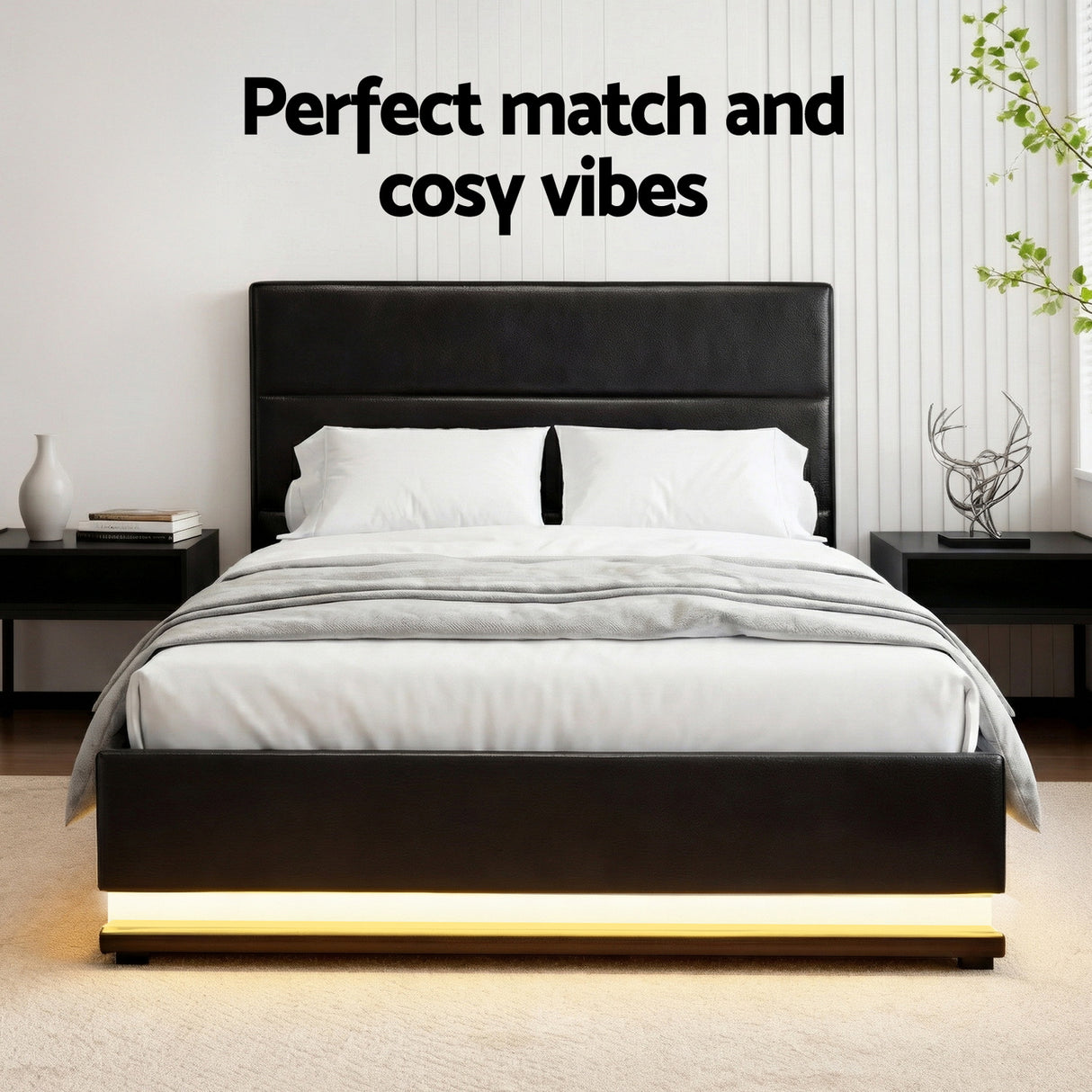 Lumi King Single LED Gas lift Bed Frame