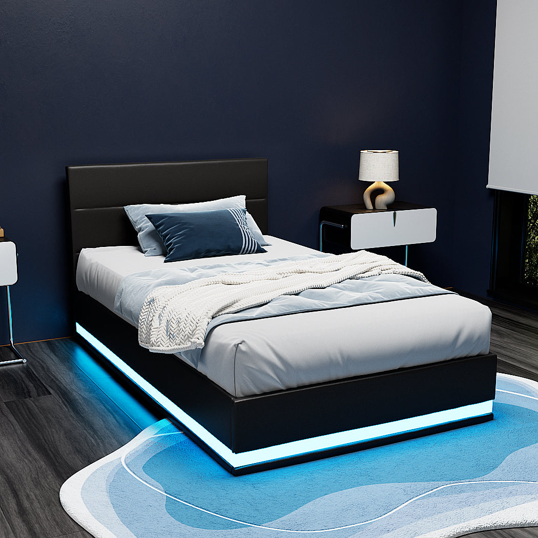 Lumi King Single LED Gas lift Bed Frame