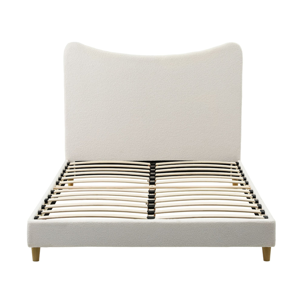 Artiss Double Bed Frame with Boucle Headboard, Beige, 300kg Capacity