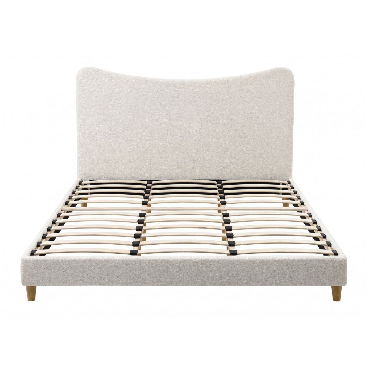 Artiss King Bed Frame with Boucle Headboard, Beige, 300kg Capacity