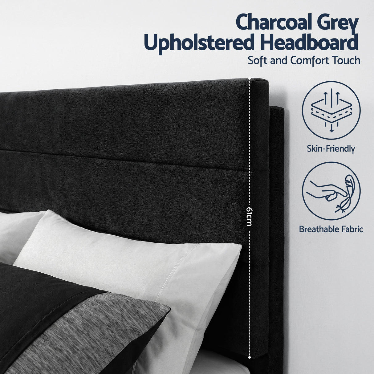 Artiss King Bed Frame Upholstered Platform Base with Geometric Headboard Black Velvet