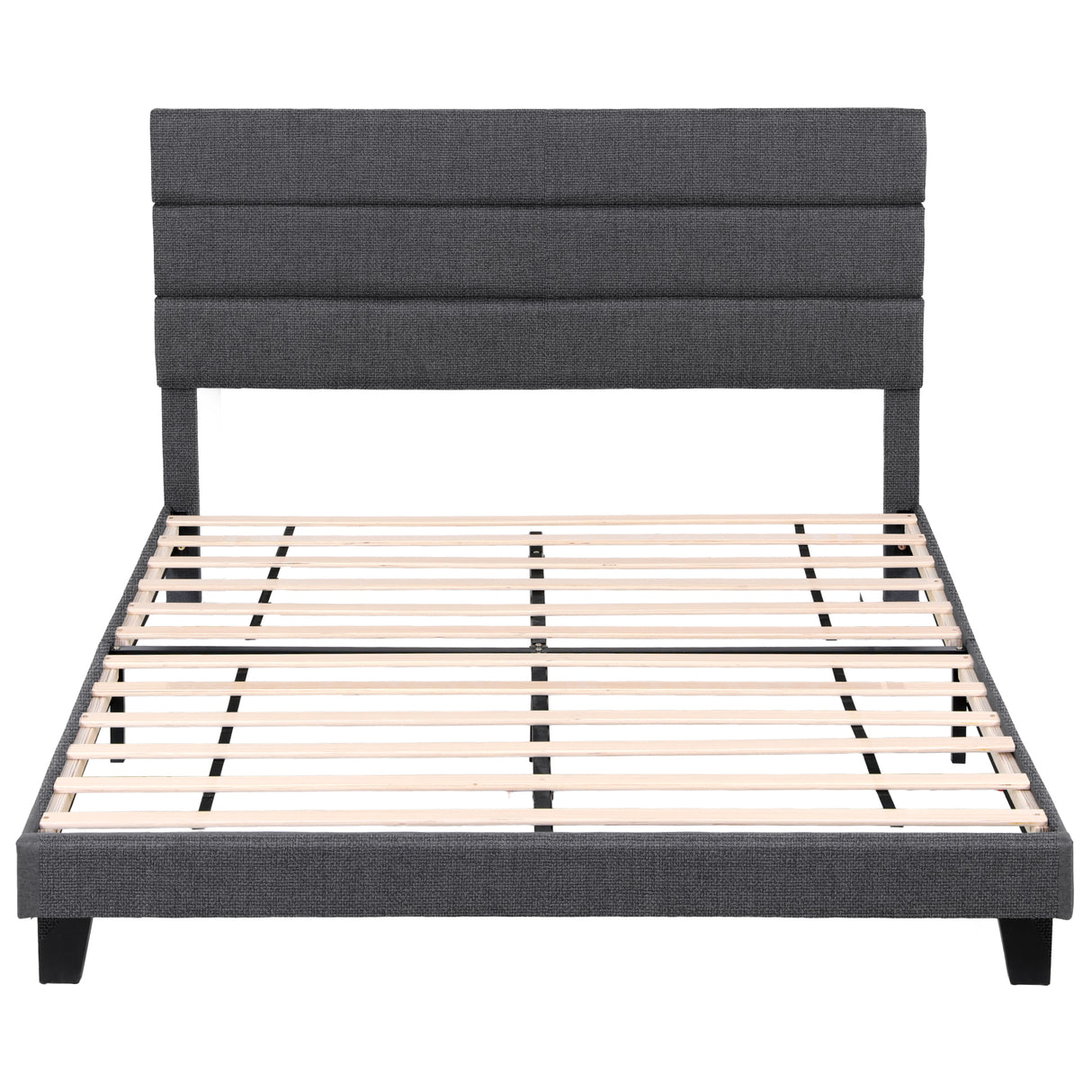Artiss King Bed Frame Upholstered Platform Base with Geometric Headboard Charcoal Grey Linen Wood Slats for Modern Bedroom Furniture Home Decor