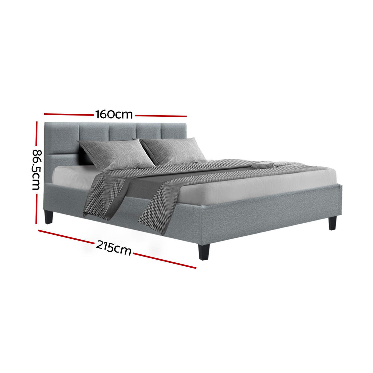 Tino Grey Bed Frame - Queen Bed