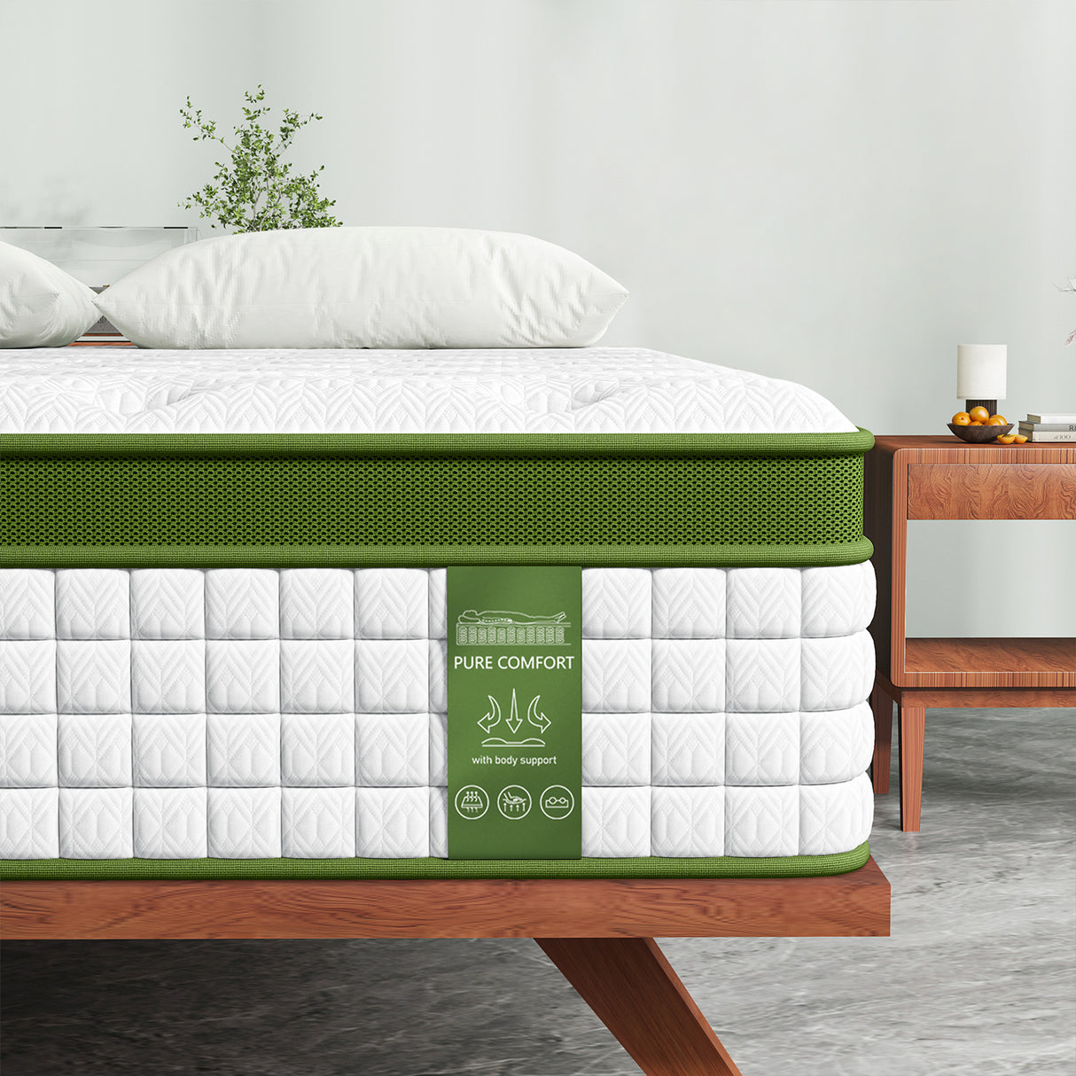 Artiss Single Bed Frame with Hybrid Mattress Set 30cm Medium Firm Platform Headboard Boucle Upholstered Pocket Coil for Pressure Relief