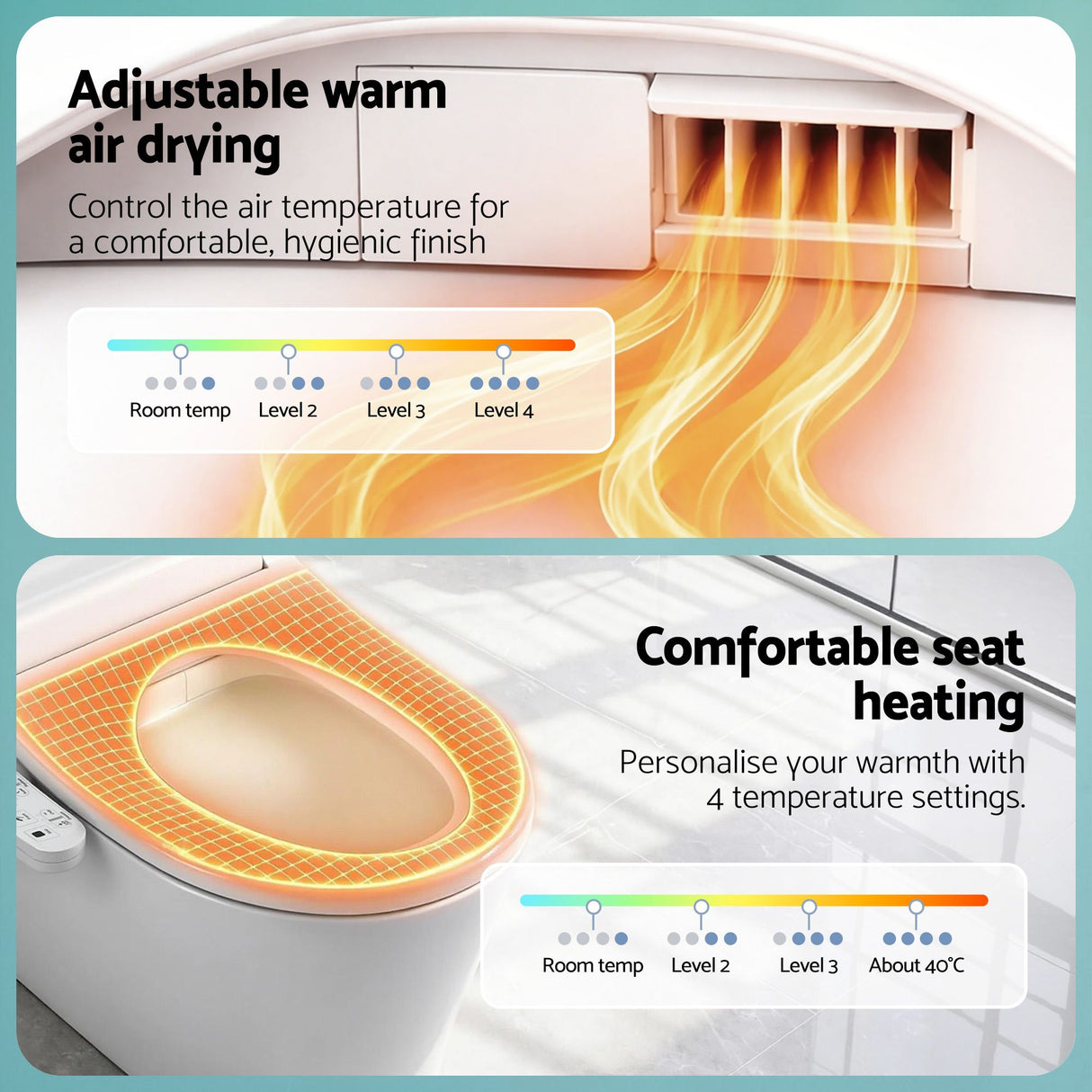 Cefito Smart Electric Bidet Toilet Seat Cover D-Shape SIAA Material Certified