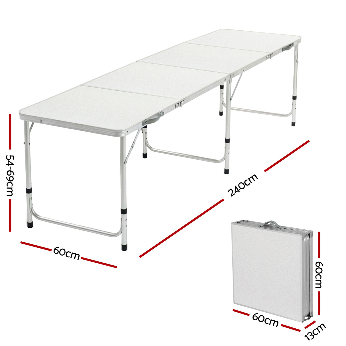 Weisshorn Folding Camping Table 240CM Portable Outdoor Picnic BBQ Aluminium Desk
