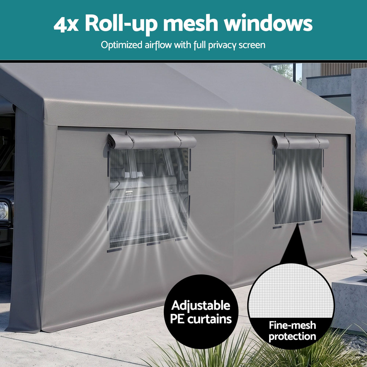 Instahut 3x6m Carports Canopy Tent Portable Garage Outdoor Steel Shelter Grey