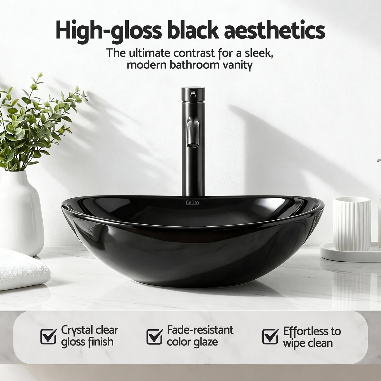 Cefito Bathroom Basin Ceramic Vanity Sink Hand Wash Bowl 41x34cm