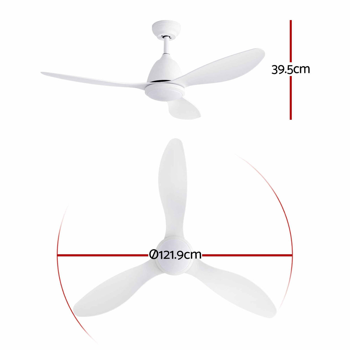 Devanti 48" Ceiling Fan with LED Light Remote Control DC Motor White