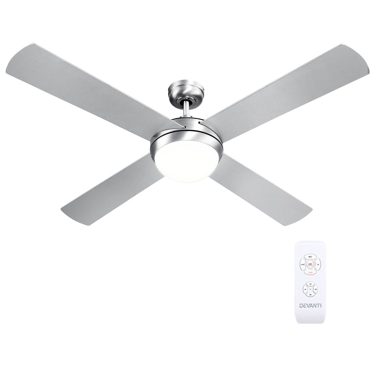 Devanti 52'' Ceiling Fan AC Motor w/Light w/Remote - Silver
