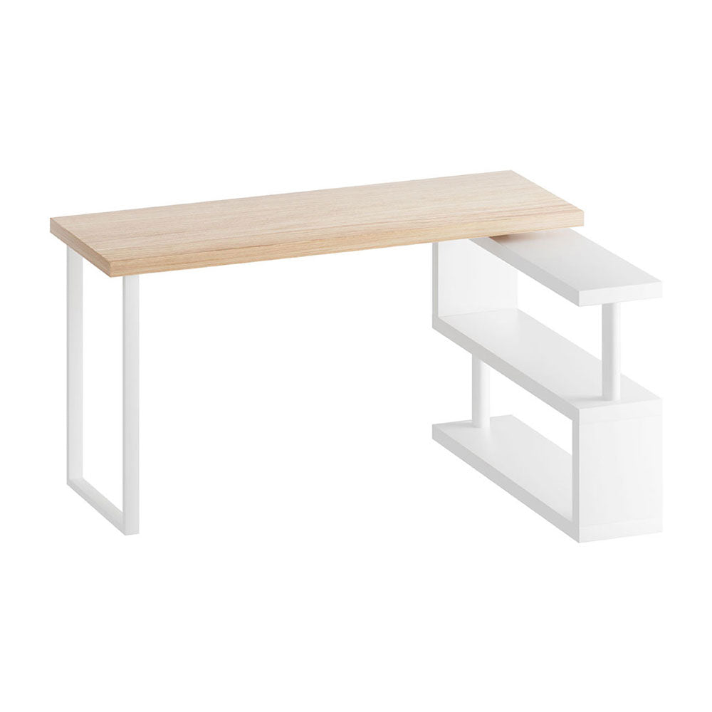 White & Oak Compact Office Desk