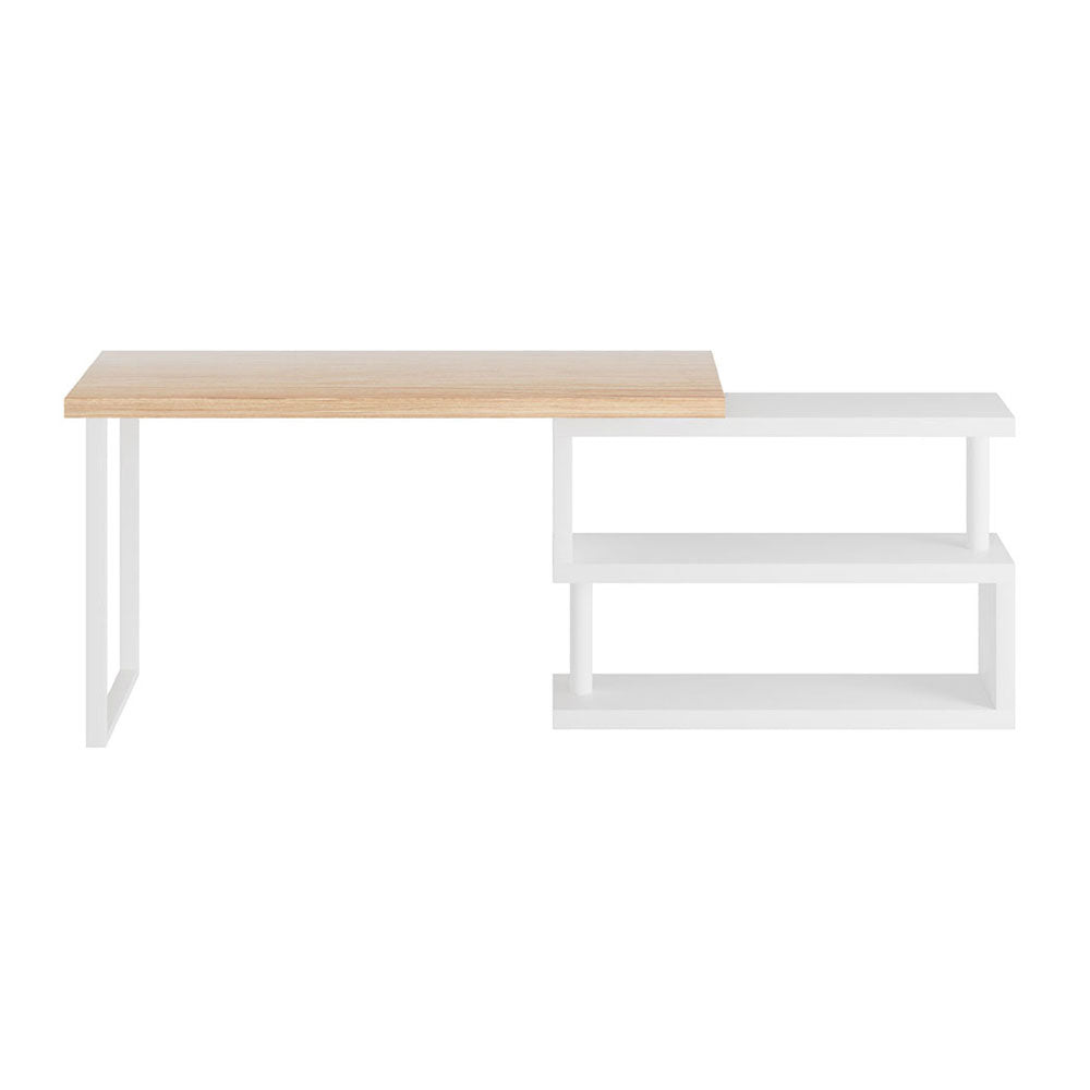 White & Oak Compact Office Desk