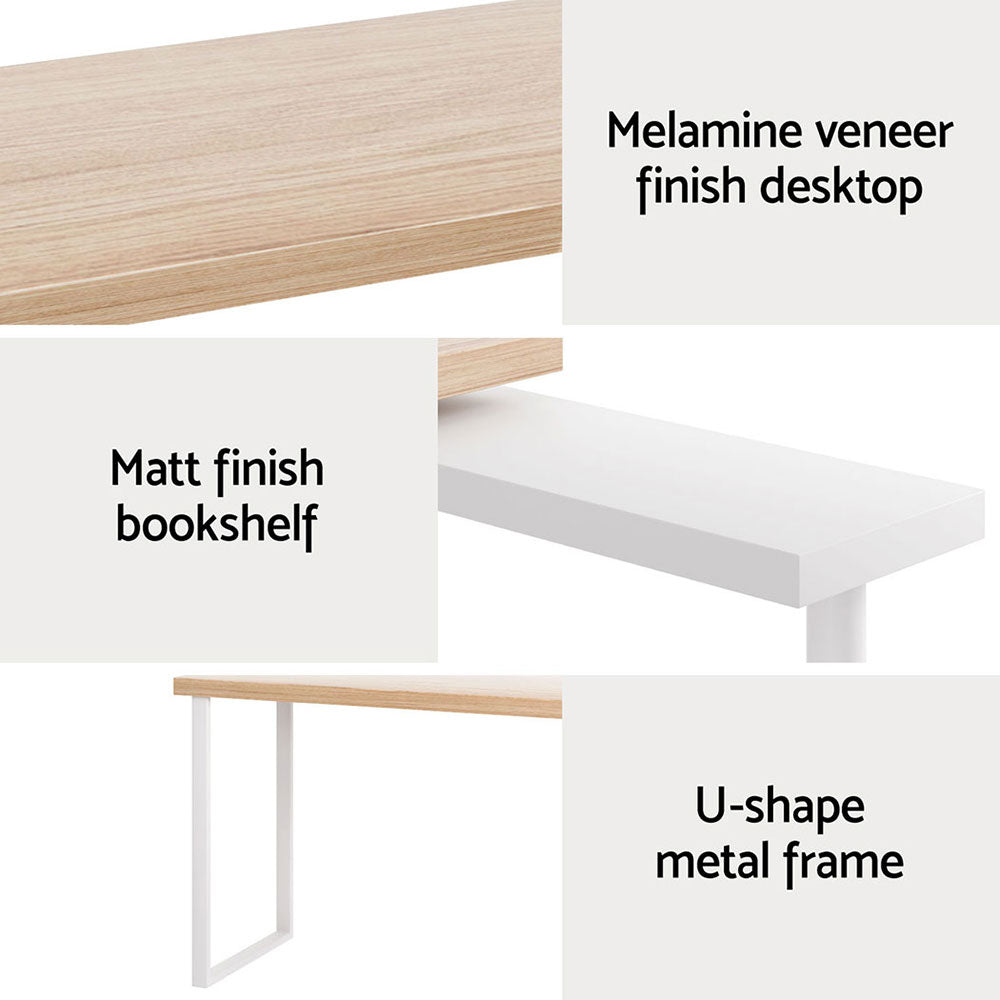 White & Oak Compact Office Desk