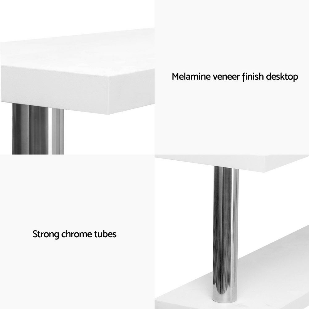 Rotatable Corner Office Desk with Bookshelf White