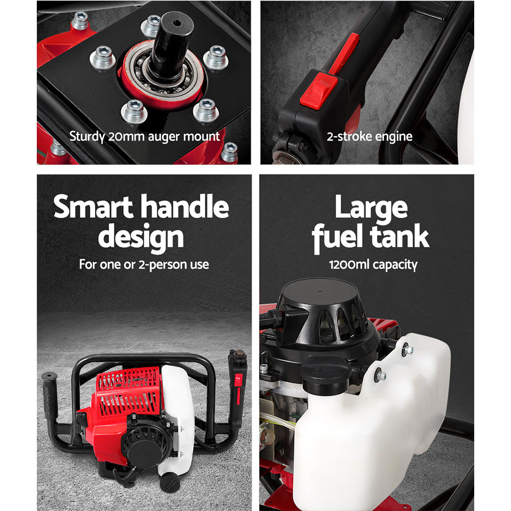 Giantz Post Hole Digger Motor Only Engine Petrol Red