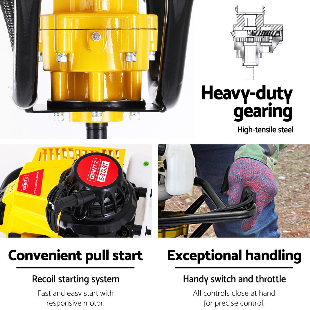 Giantz Post Hole Digger Motor Only Petrol Engine Yellow