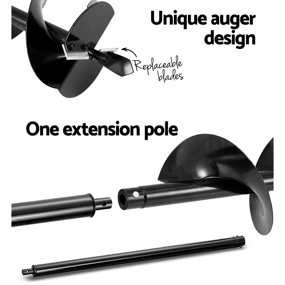 Giantz Post Hole Digger 200mm Petrol Drill Extension Auger Bits