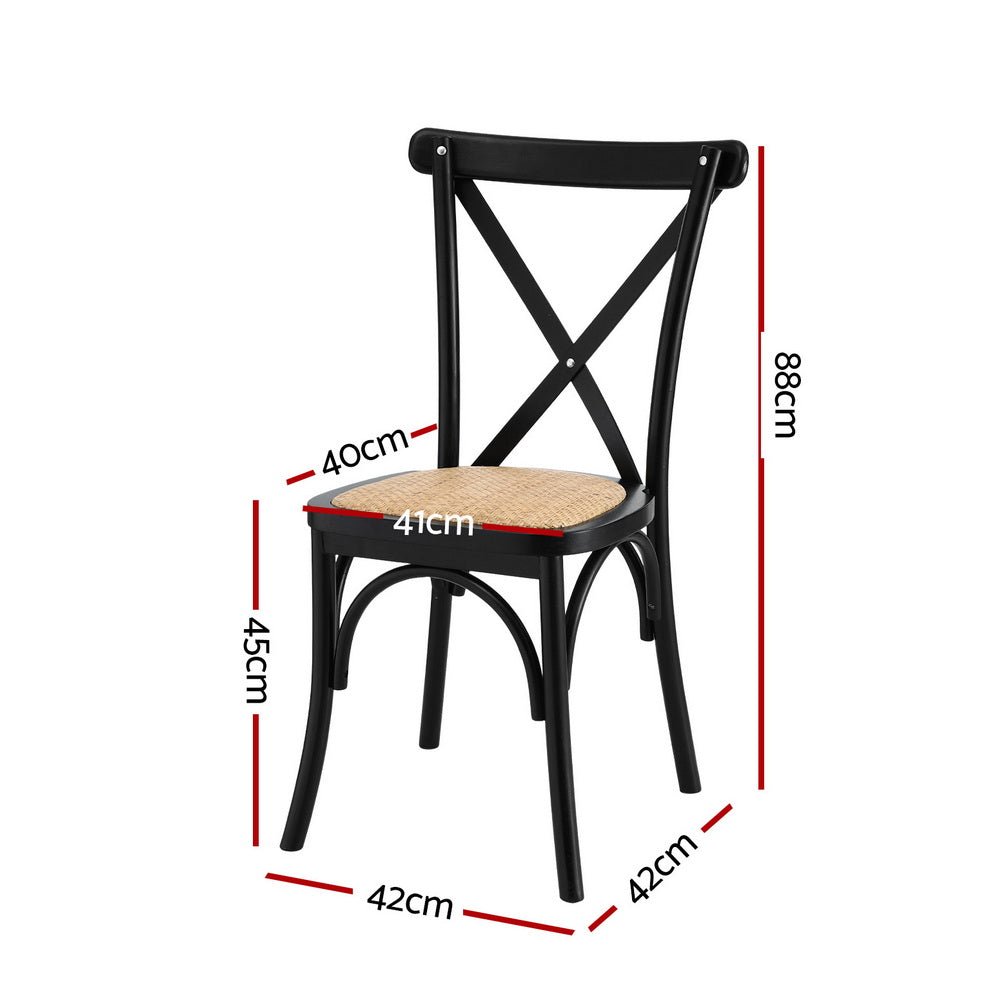 Artiss 2x Dining Chairs Rattan Wooden Kitchen Accent Chair Cafe Lounge Rubber Wood
