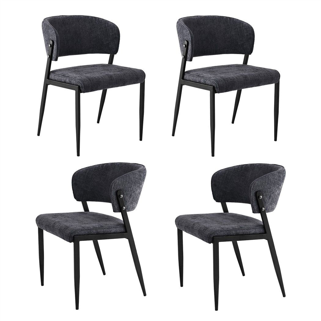 Artiss Dining Chairs Set of 4 Linen Fabric Soft Upholstered Chairs Charcoal