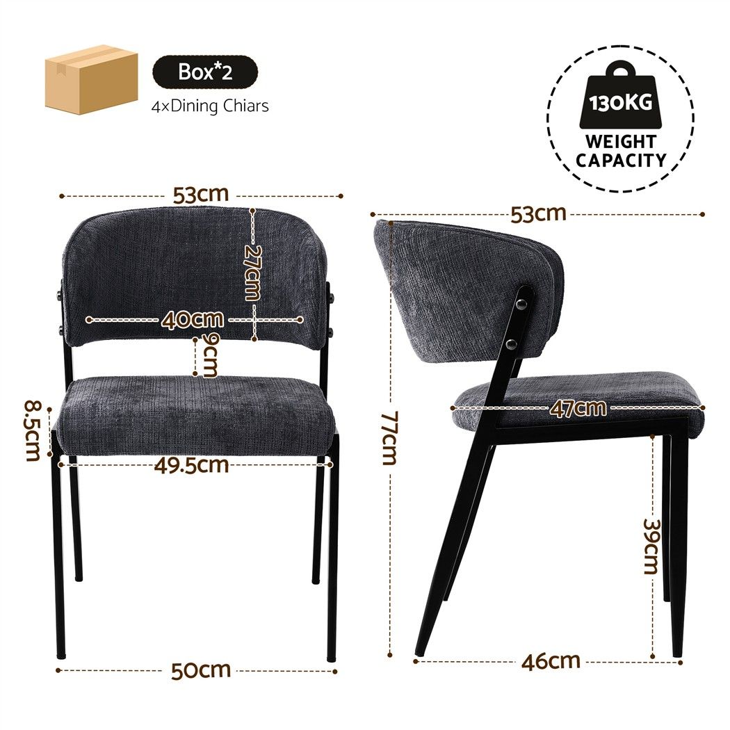 Artiss Dining Chairs Set of 4 Linen Fabric Soft Upholstered Chairs Charcoal