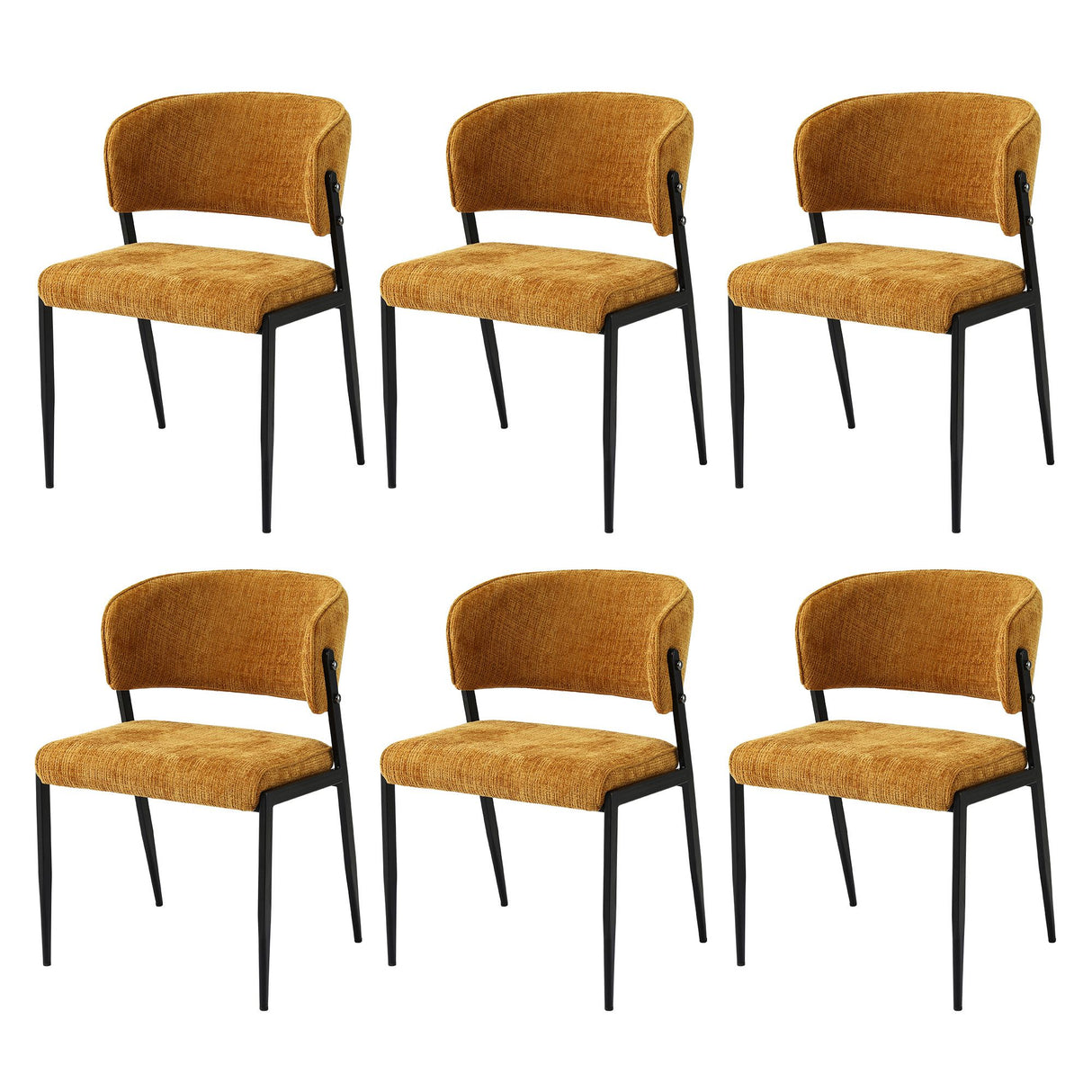 Artiss Dining Chairs Set of 6 Linen Fabric Soft Upholstered Chairs Mustard