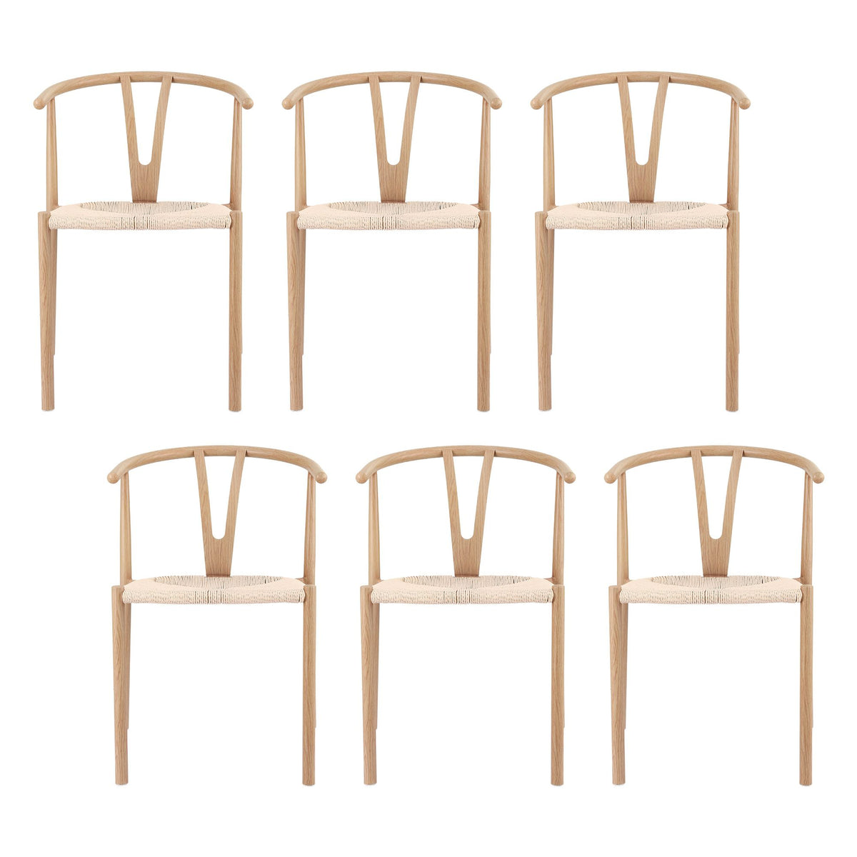 Artiss Dining Chairs Set of 6, Y-Back Leisure Accent Chair for Living Room & Balcony Woven Seat