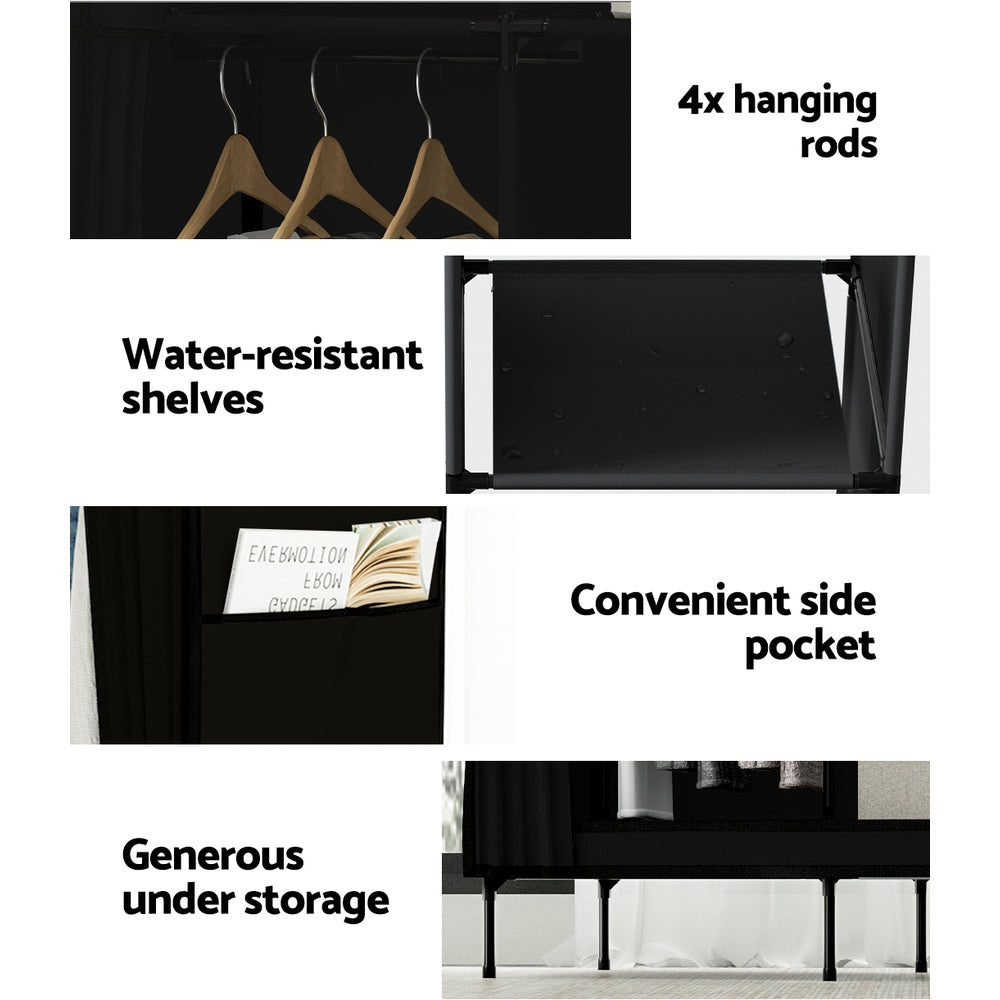 Large Portable Clothes Closet Wardrobe with Shelf Black