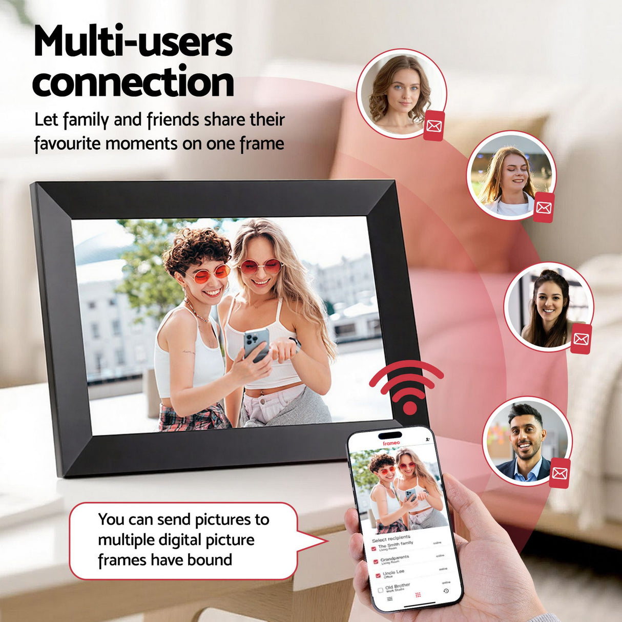 Artiss Digital Photo Frame 10.1 Inch WIFI Touch-Screen Picture Video Player 32G