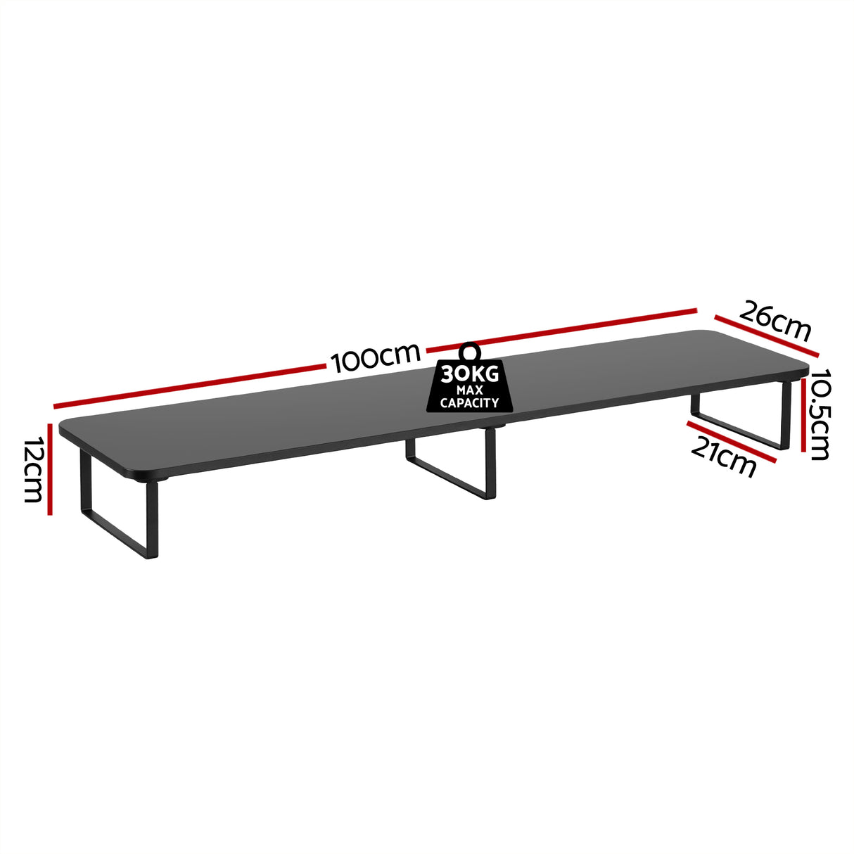 Artiss Dual Monitor Stand 100cm Riser Large Laptop Stand Desk Organiser Black