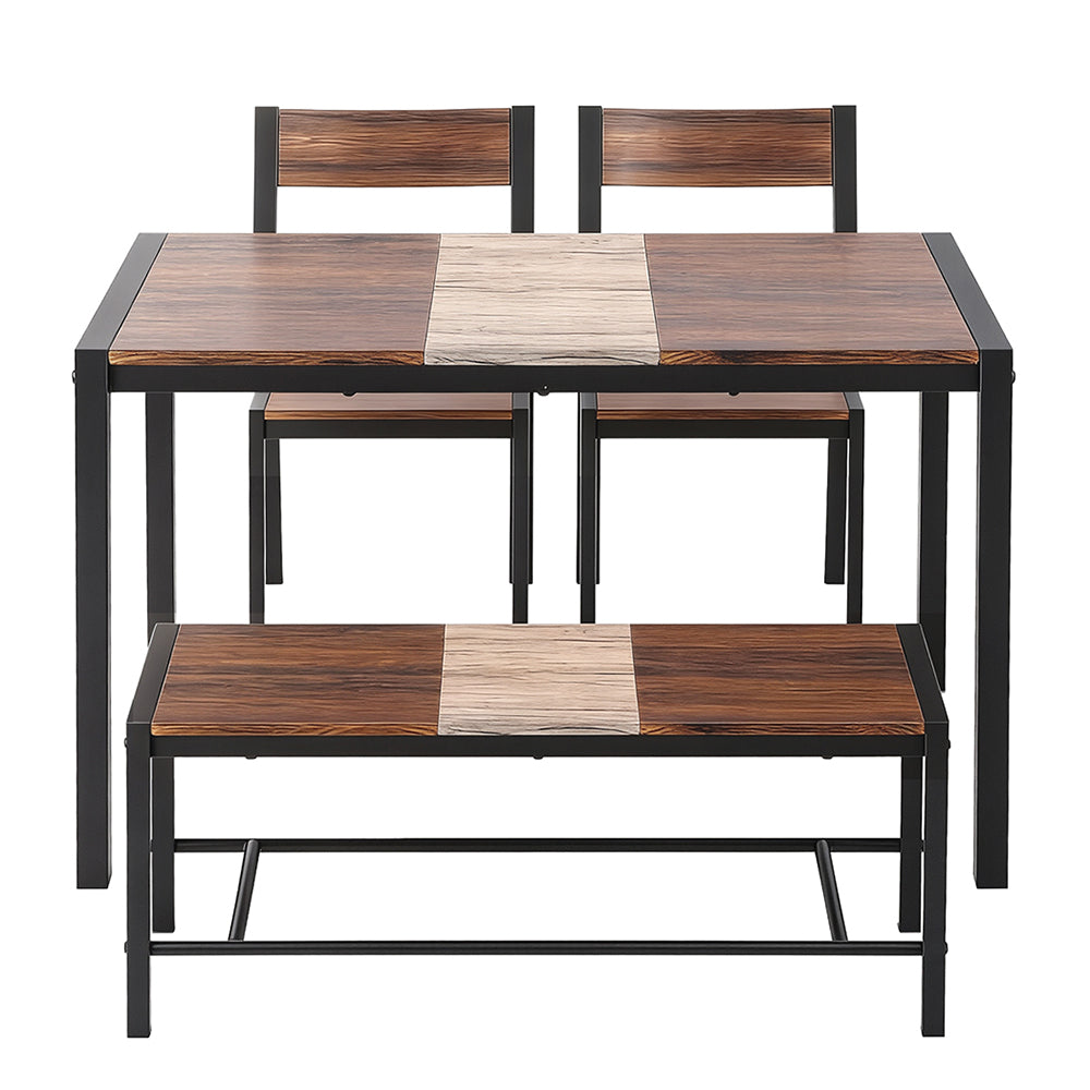 Artiss Dining Table and Chairs Set of 4 Bench Kitchen Furniture Rustic Brown