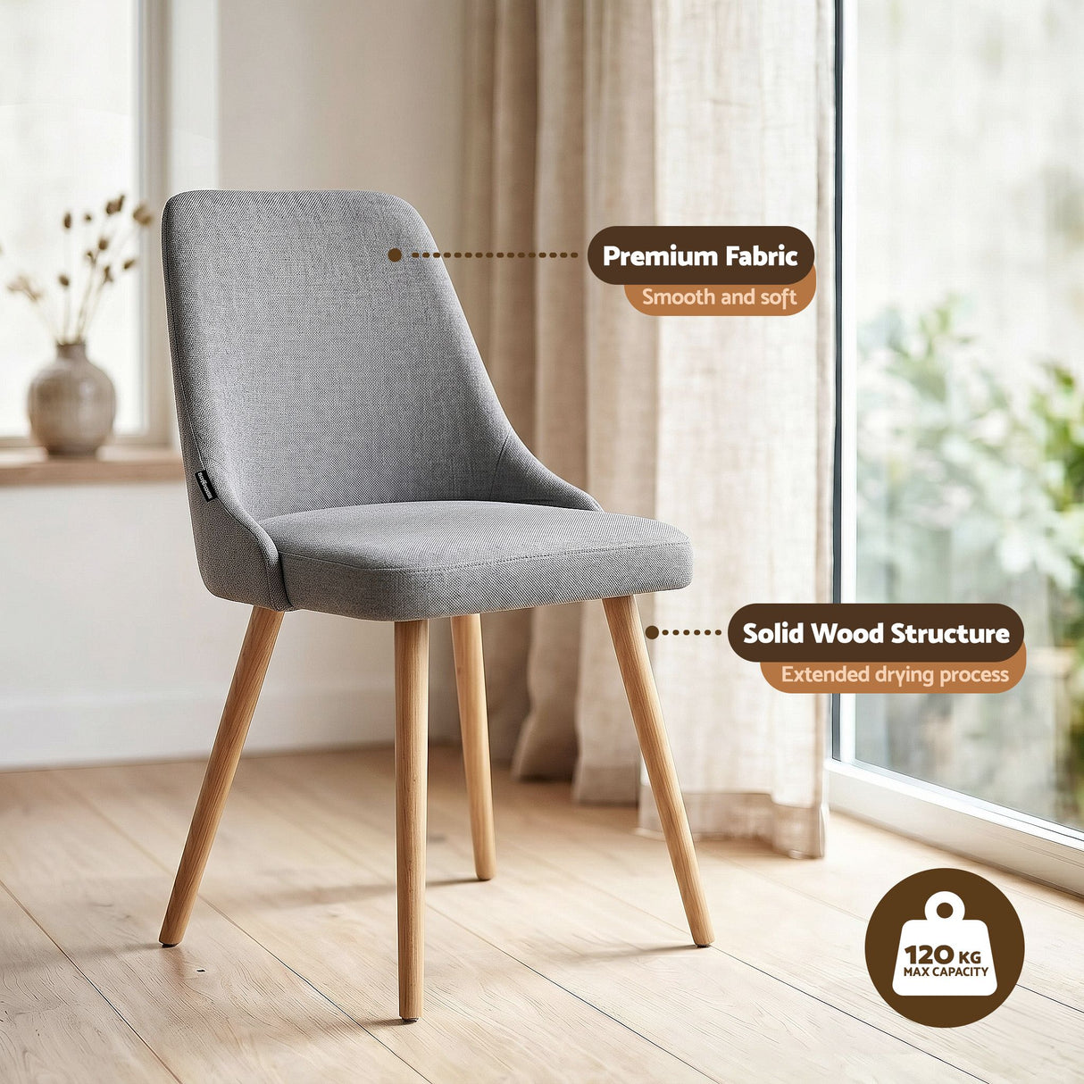 Artiss Round Dining Table and Chairs Set 5pcs Compact Kitchen Furniture White Natural Wood & Grey