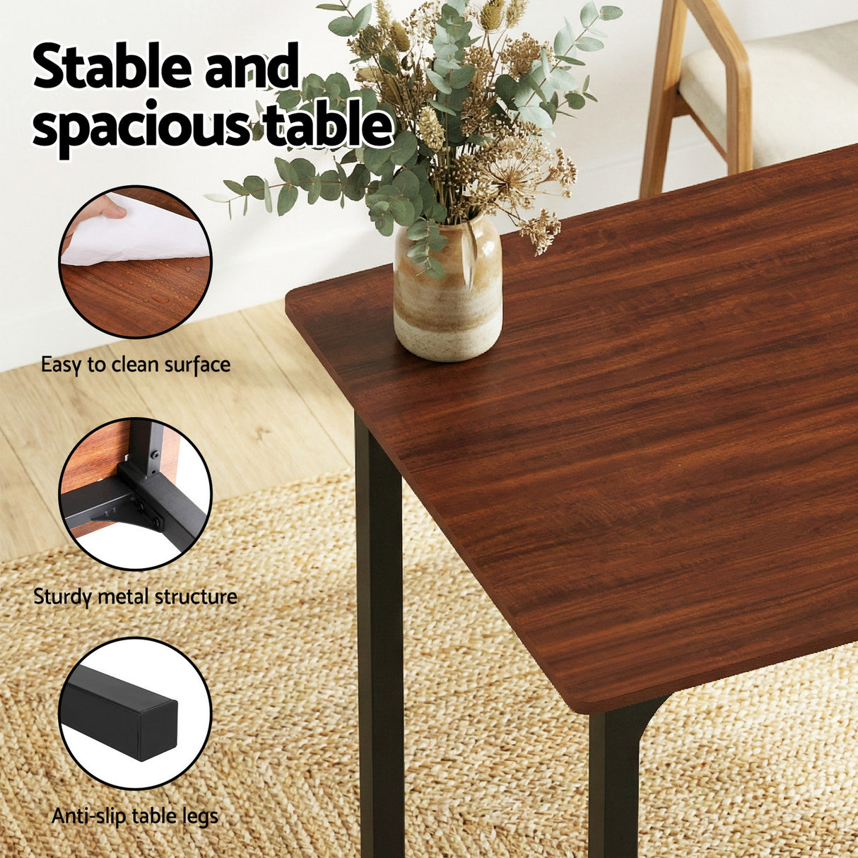 Artiss Dining Table and Chairs Set of 4 Storage Bench Kitchen Furniture Walnut