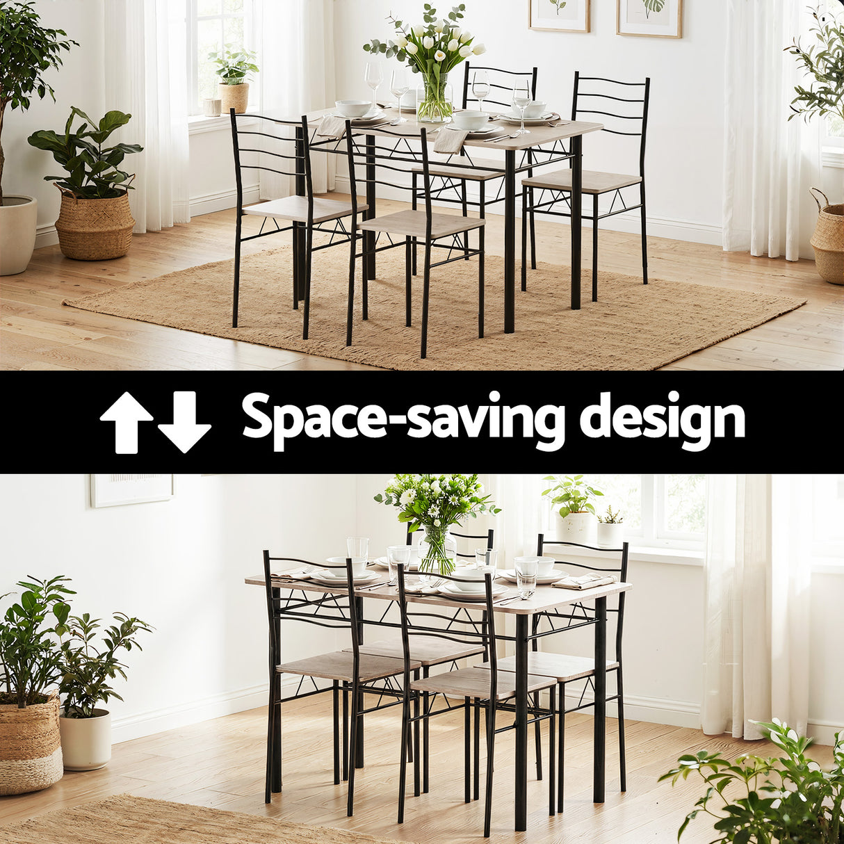 Artiss Dining Table and Chairs Set of 5 Compact Kitchen Furniture Modern Oak