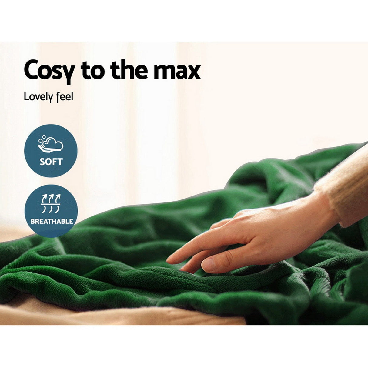 Giselle Electric Throw Heated Blanket Washable Snuggle Flannel Winter Green