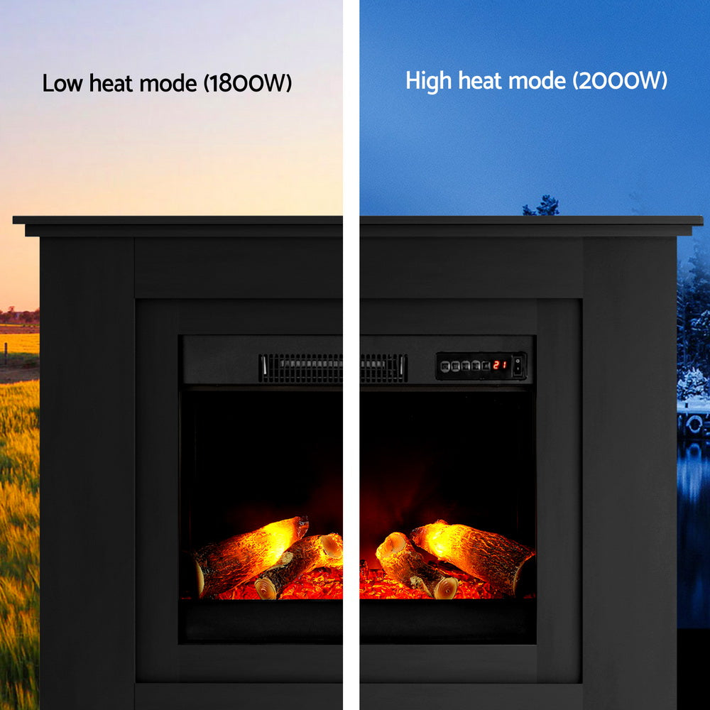 Electric Fireplace Fire Heater 2000W Black