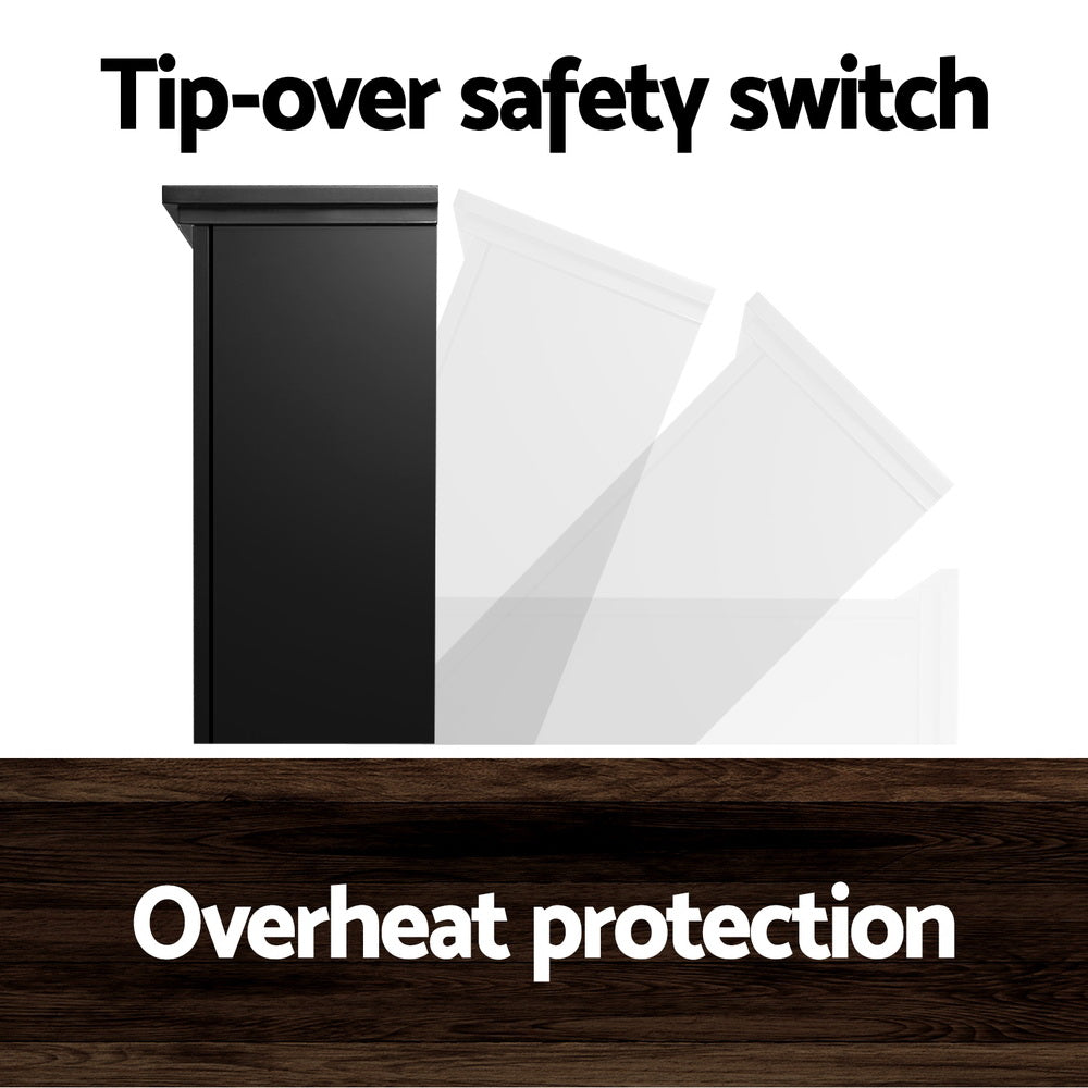 Electric Fireplace Fire Heater 2000W Black