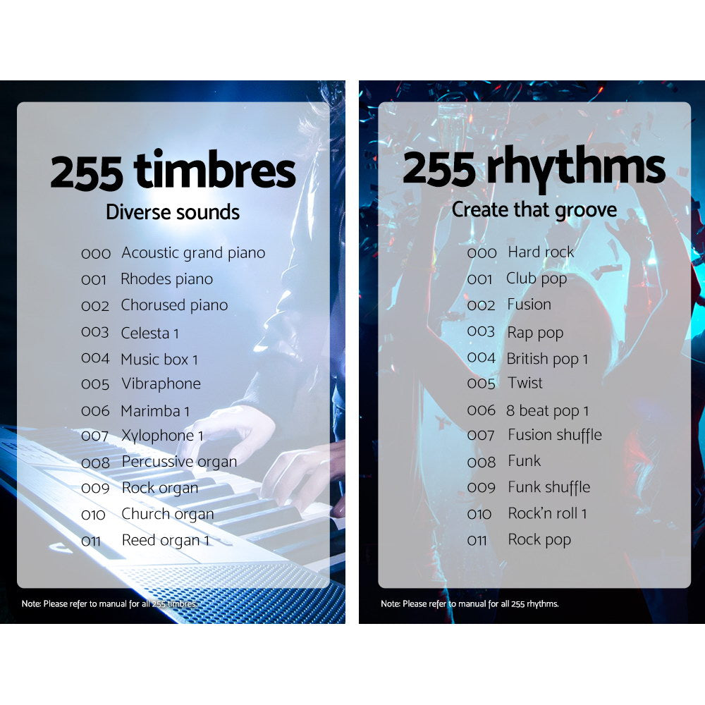 Alpha 61 Keys Electronic Piano Keyboard Digital Electric w/ Stand Lighted Black