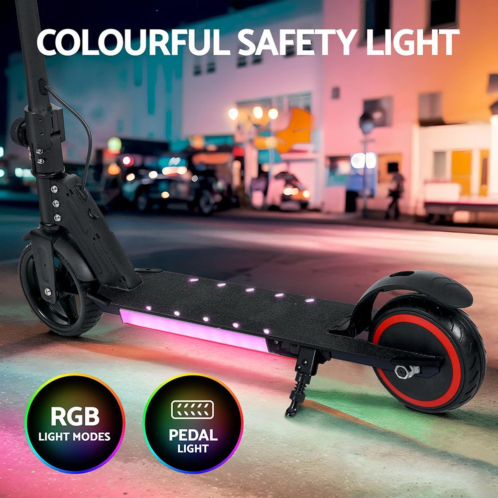 Electric Scooter 130W 16KM/H LED Light Folding Portable Riding Commuter Black
