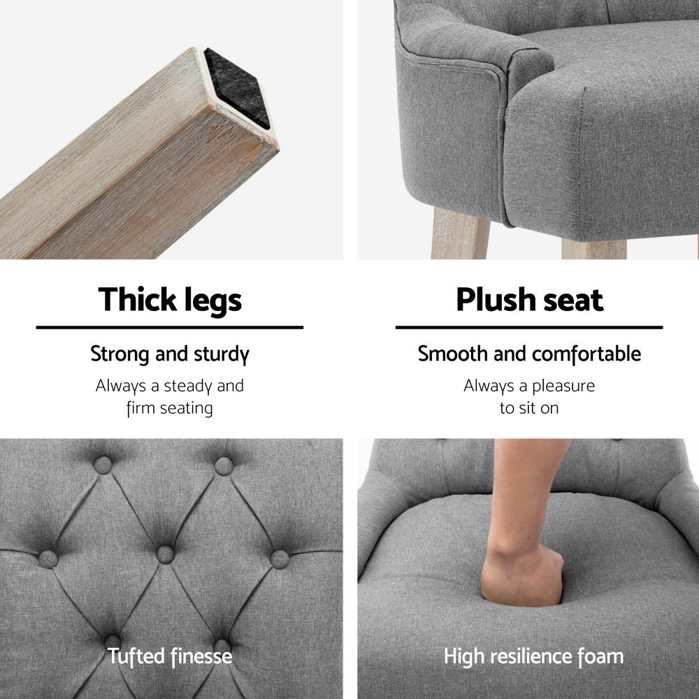 Artiss Dining Chairs Set of 4 Linen French Provincial Grey