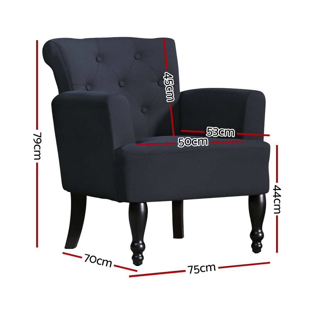 Lothair Wing Armchair Black