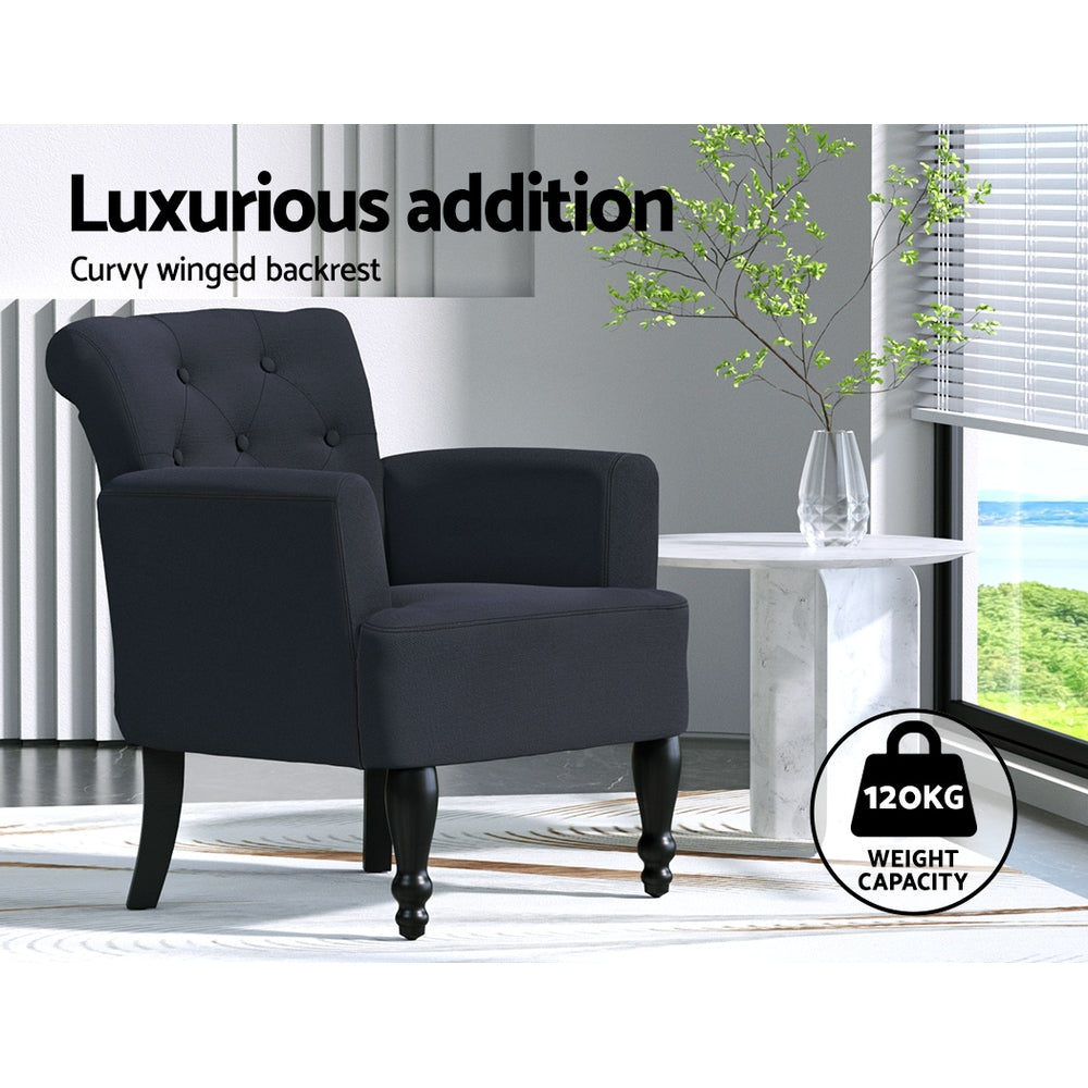 Lothair Wing Armchair Black
