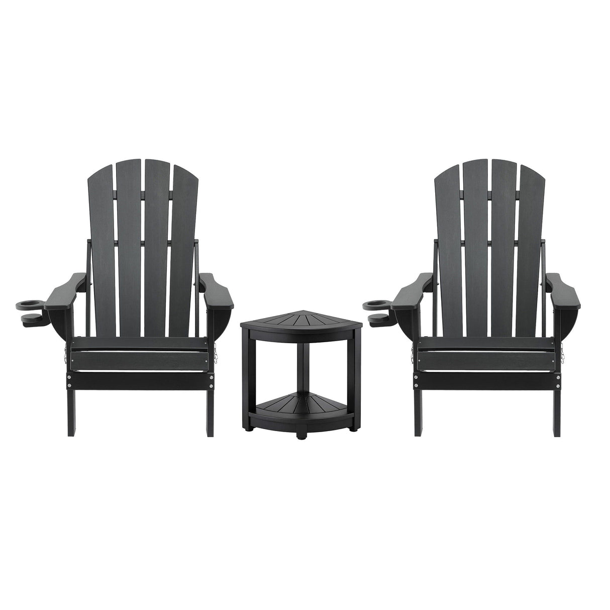 Gardeon Outdoor Table and Chairs HDPE Folding Adirondack Beach Chair Patio Furniture Black