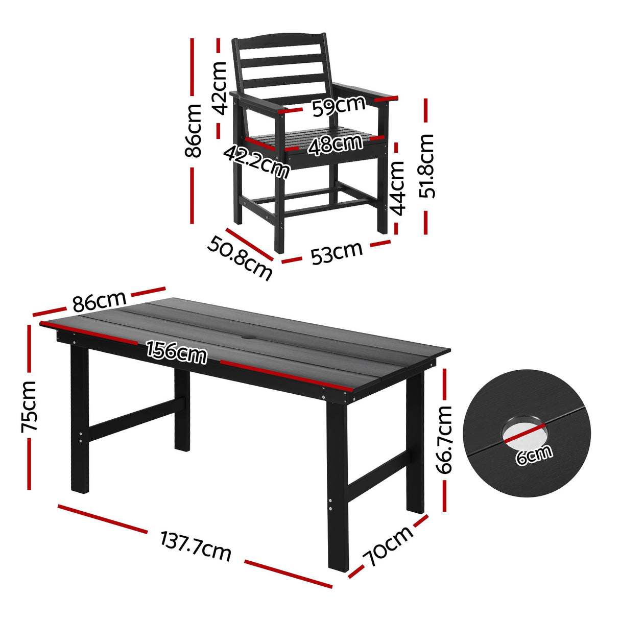 Gardeon 7 Piece Outdoor Dining Set Patio HDPE Table and Chairs Garden Furniture