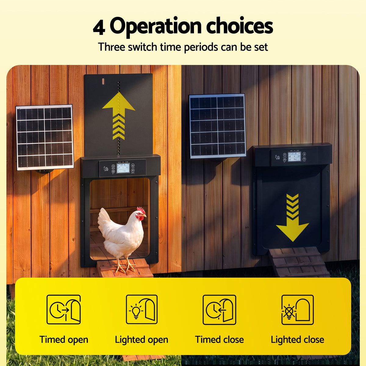 Giantz Automatic Chicken Coop Door 37cm Solar Powered Smart App Control Black