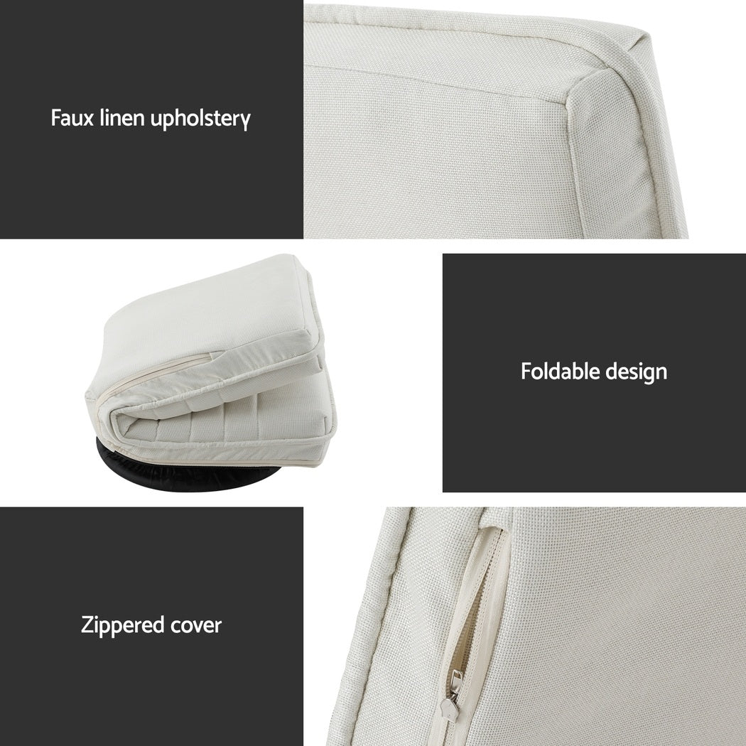 Artiss 4XFloor Chair Lounge Sofa Swivel Foldable Linen White