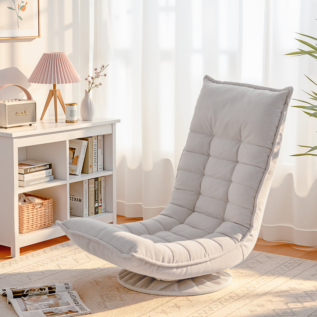 Artiss Swivel Floor Chair 5 Adjustable Foldable Lounge Seat Floor Sofa Chair Grey